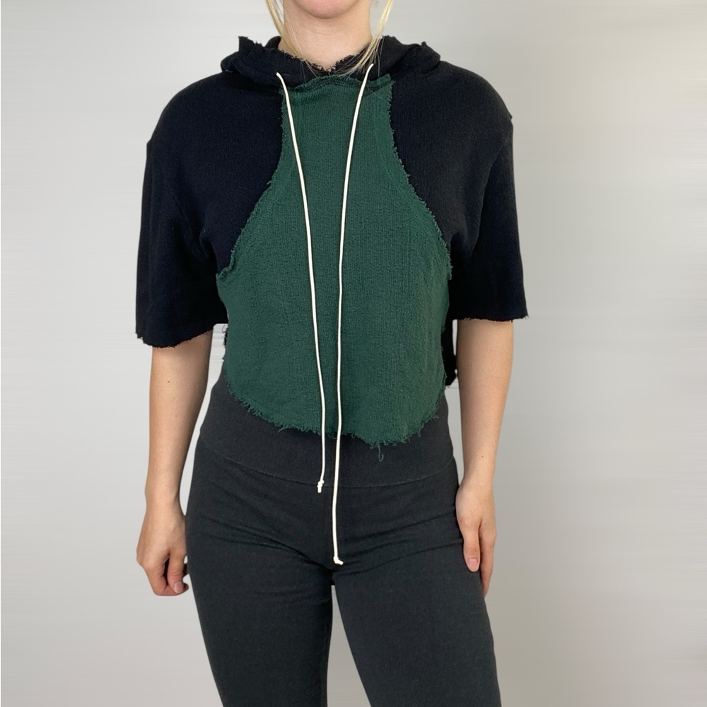 TRIBE KELLY Bohemian Short‎ Sleeve Crop Hoodie Contrast
